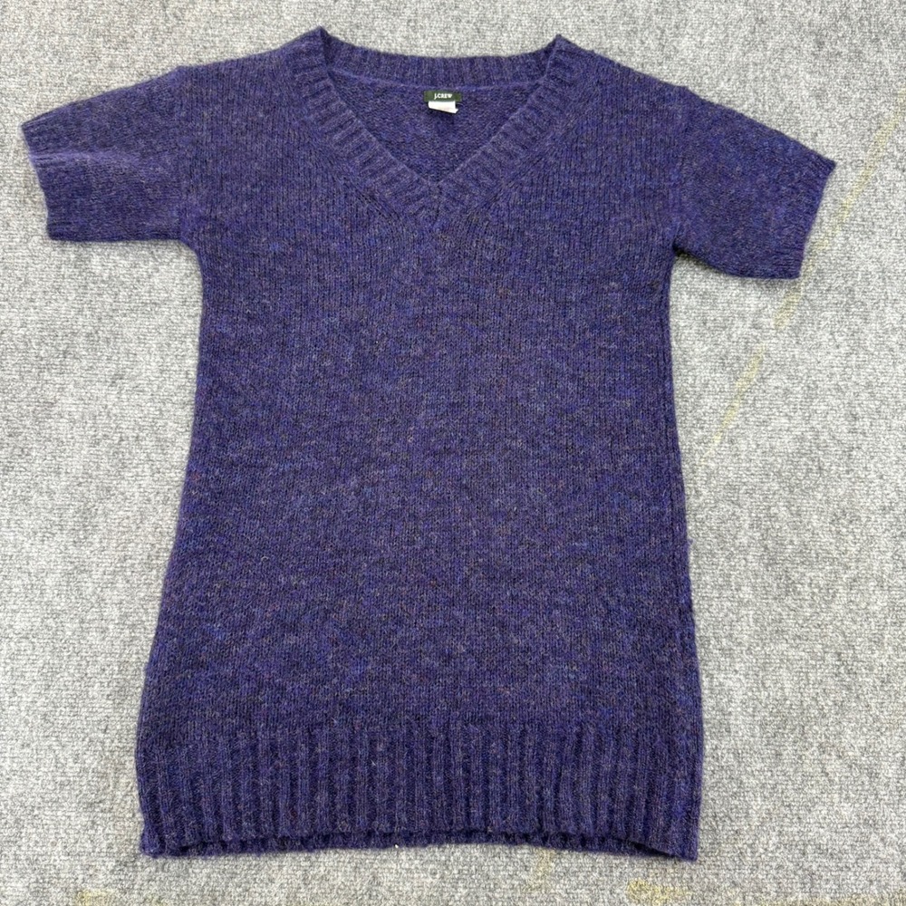 J.Crew Mohair Blend V-Neck Short Sleeve Sweater Purple Size S